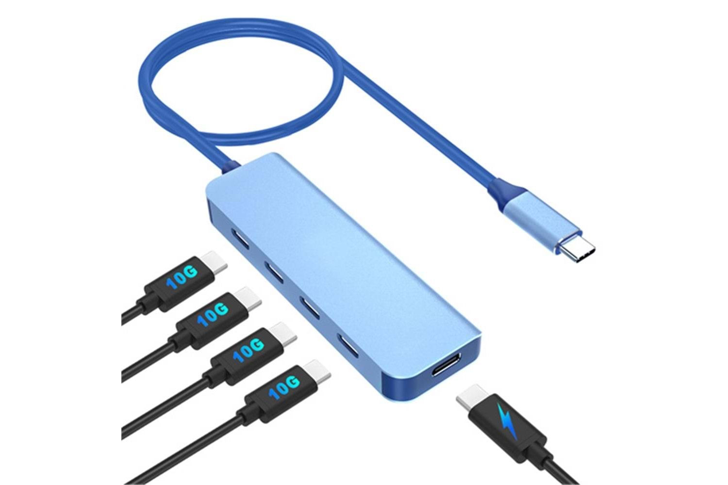 Vcom CUE11s Type-C To 4-Usb-C (10GBps)+Pd 3.0 100W Mavi Çoklayıcı