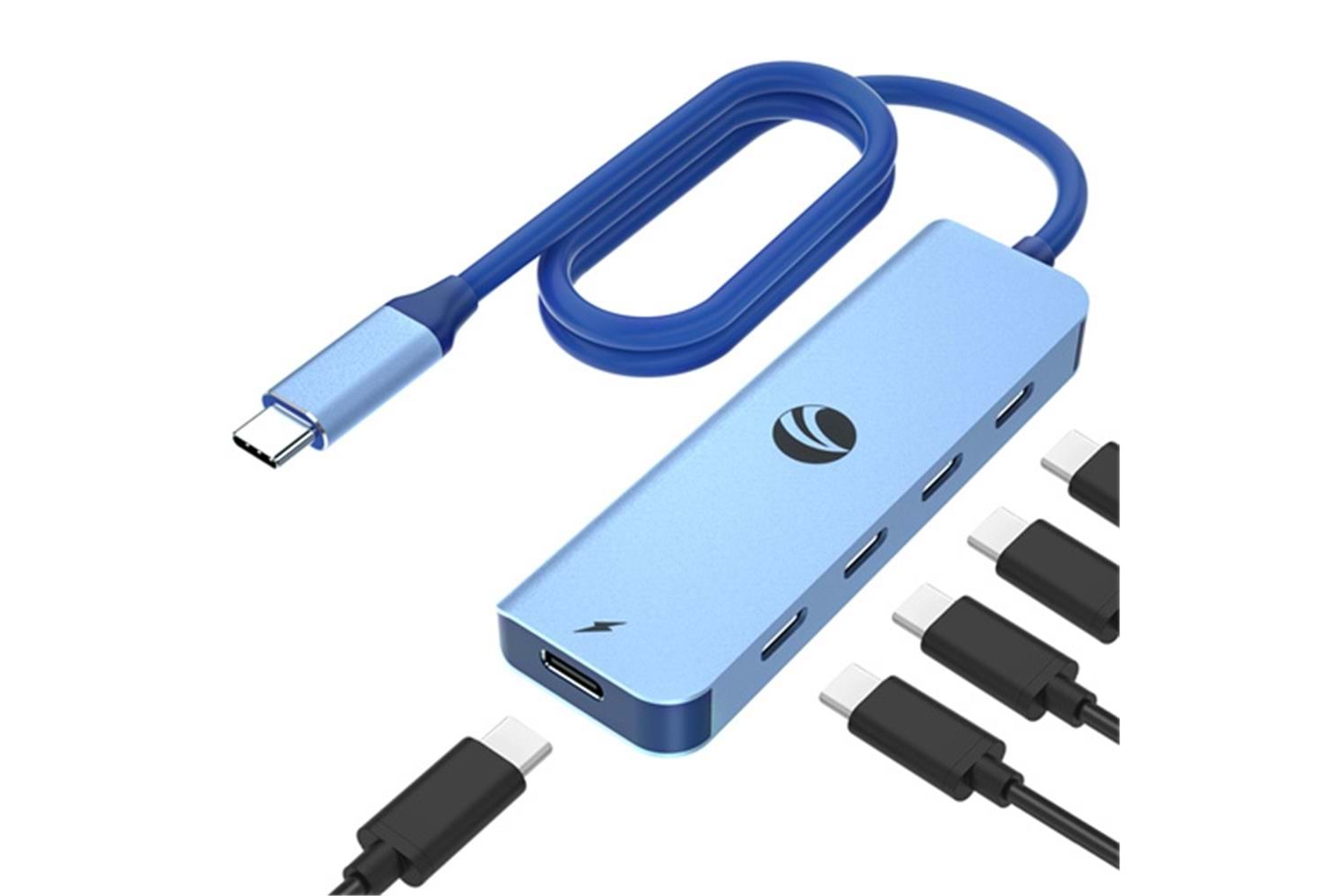 Vcom CUE11s Type-C To 4-Usb-C (10GBps)+Pd 3.0 100W Mavi Çoklayıcı