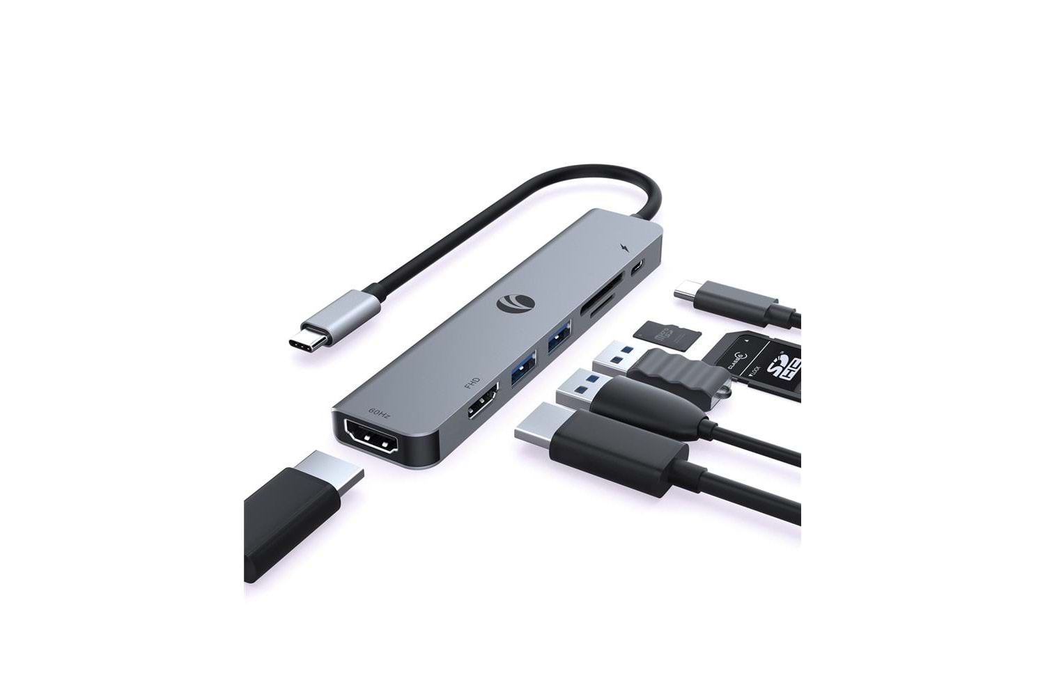 Vcom CUE39 Type-C To Hdmi(4K@60Hz)+Hdmi(1080P@60Hz)+Usb3.0+SD2.0+TF2.0+Pd 3.0 100W Çoklayıcı