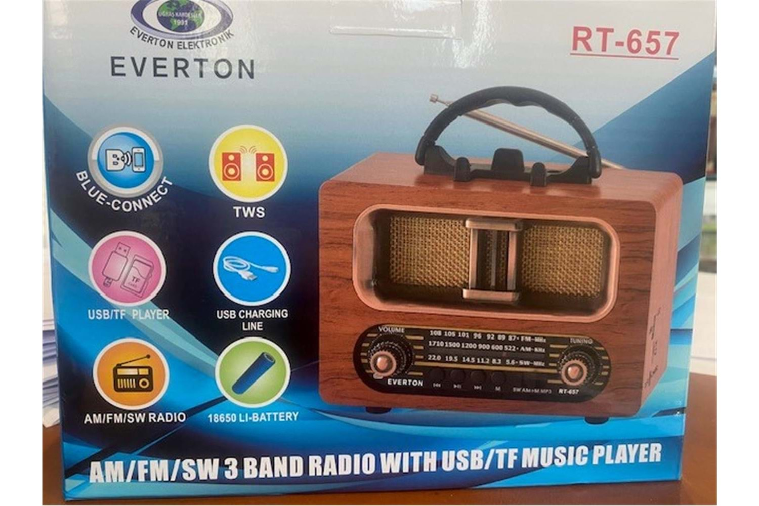 Everton Rt-657 Bluetooth Fm-Usb-Tf-Aux Şarjlı Nostaljik Radyo