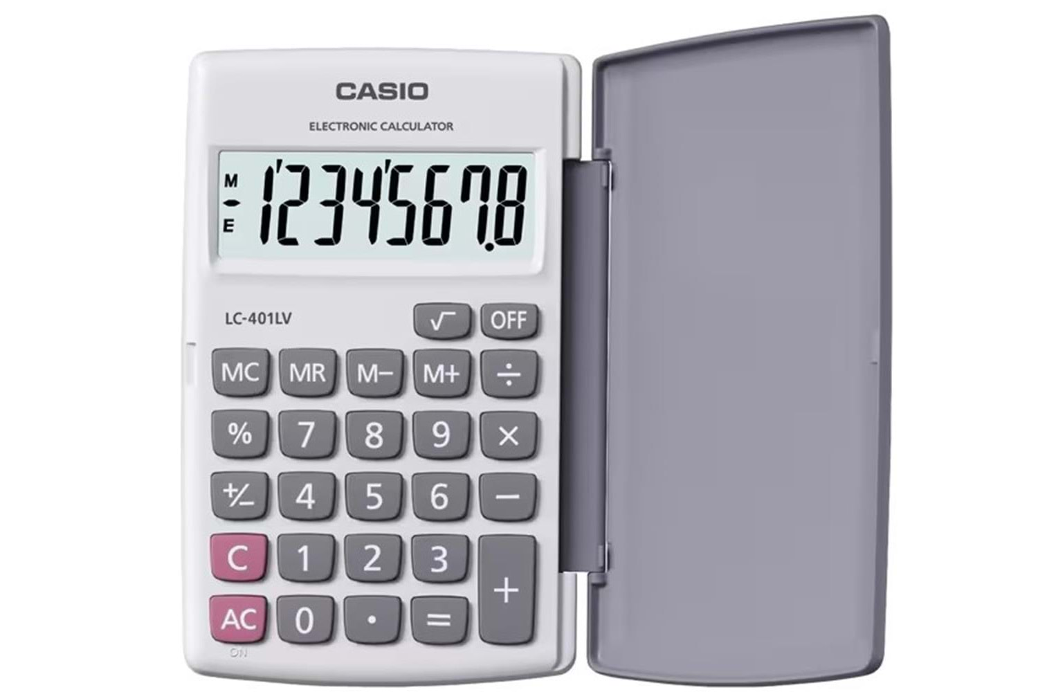 Casio LC-401LV-WE 8 Hane Beyaz Cep Tipi Hesap Makinesi