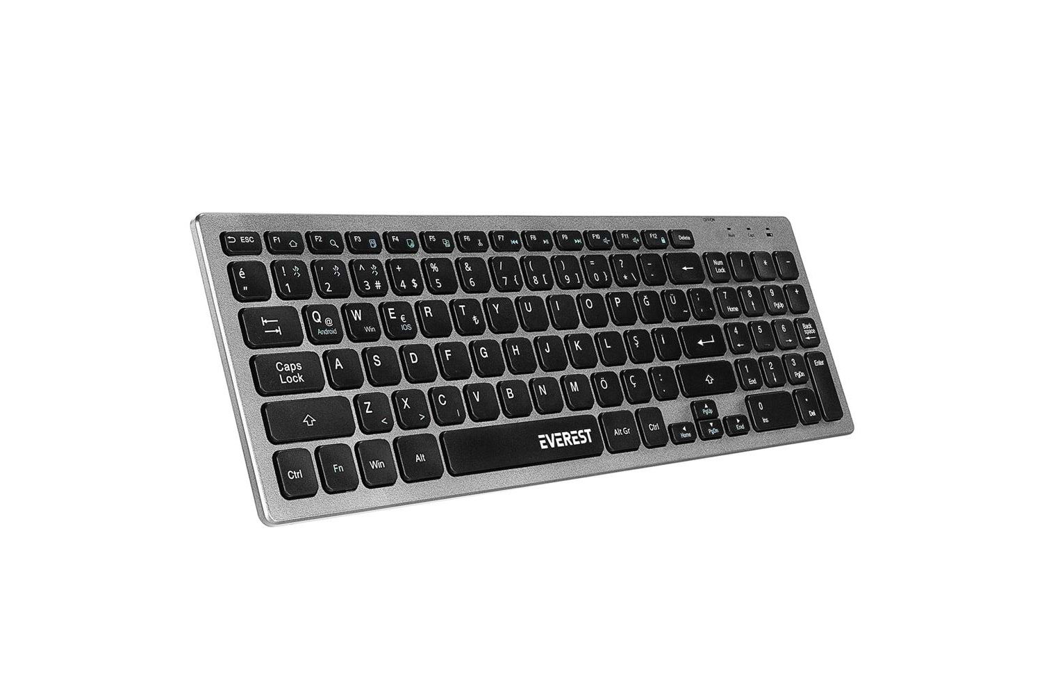 Everest KB-BT88 Siyah-Gri Bluetooth Ultra İnce Q Mac-Win-Android-Ios Uyumlu Kablosuz klavye