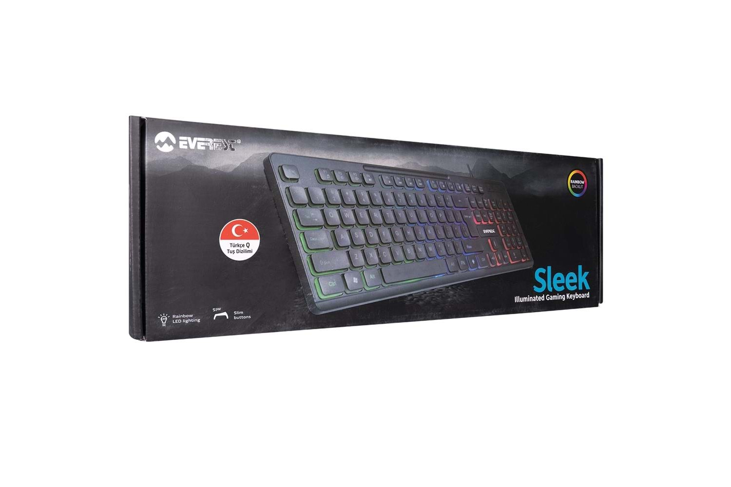 Everest KB-120 Sleek Siyah USB Gökkuşağı Aydınlatmalı Q Gaming Oyuncu Klavyesi