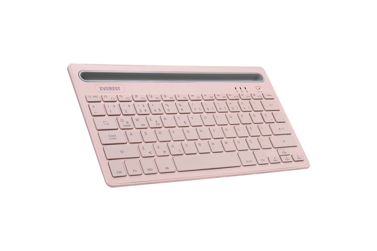 Everest KB-BT82 Pembe-Gri Bluetooth Ultra İnce+Şarjlı Q Mac-Win-Android-Ios Uyumlu Kablosuz klavye