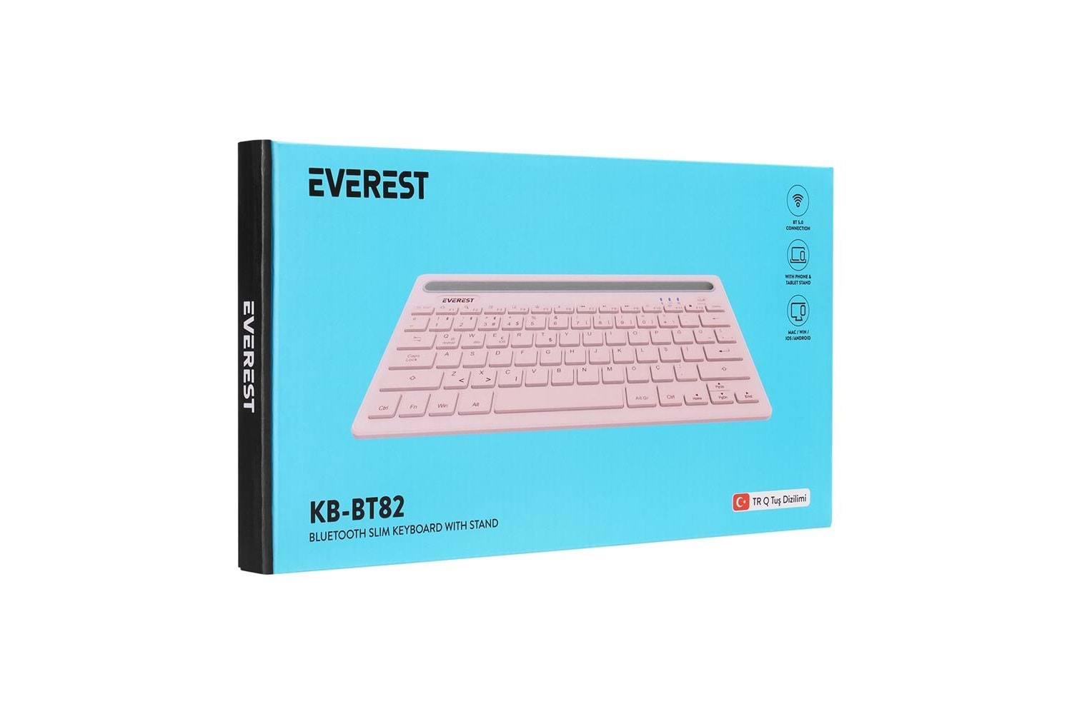 Everest KB-BT82 Pembe-Gri Bluetooth Ultra İnce+Şarjlı Q Mac-Win-Android-Ios Uyumlu Kablosuz klavye