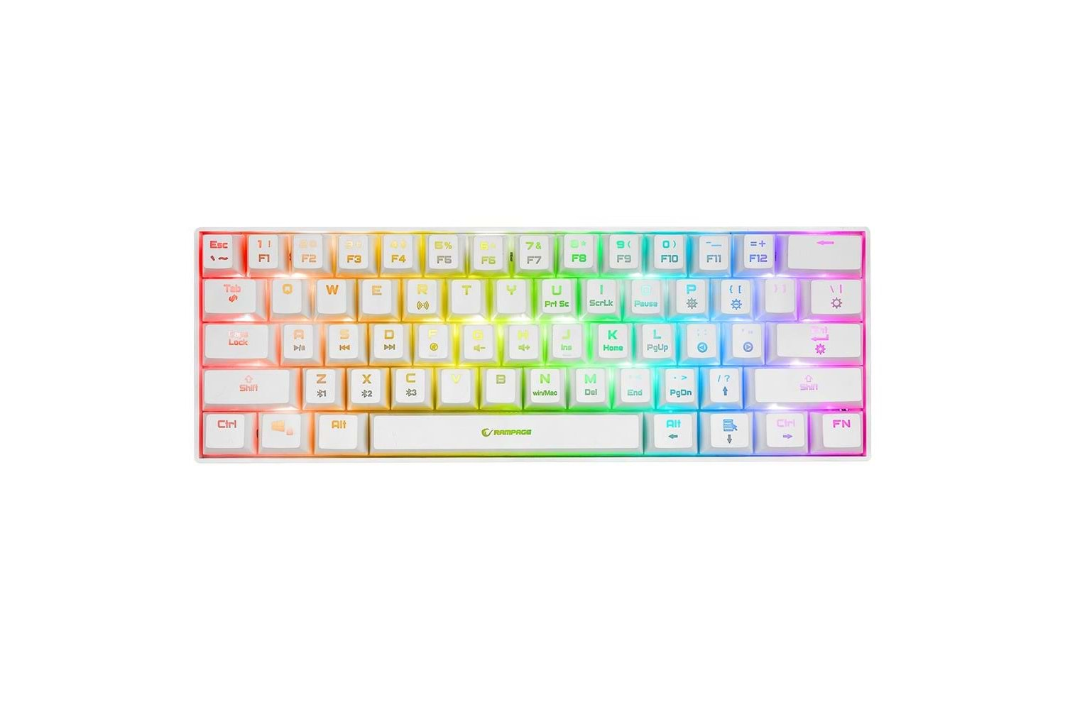 Rampage KB-RX63 B-ATOM Beyaz Bluetooth RGB Backlight RED SWITCH Mekanik Q 63 Tuşlu Oyuncu Klavyesi