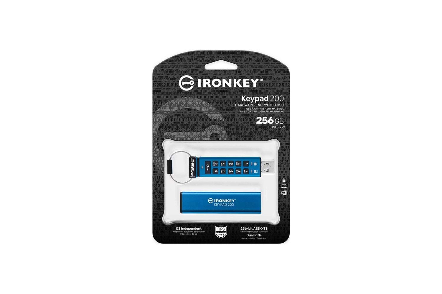 Kingston IKKP200-256GB 256GB IronKey Keypad 200, FIPS 140-3 Lvl 3 (Pending) Flash Bellek