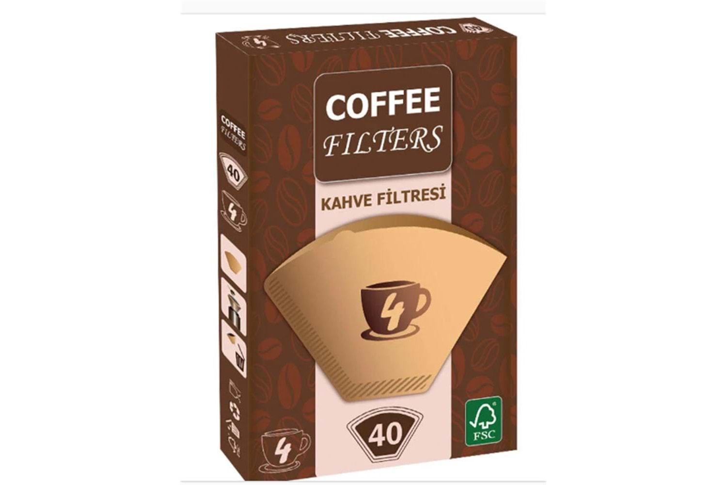 Coffee Filters Filtre Kahve Kağıdı 1x4 4 Numara 40lı