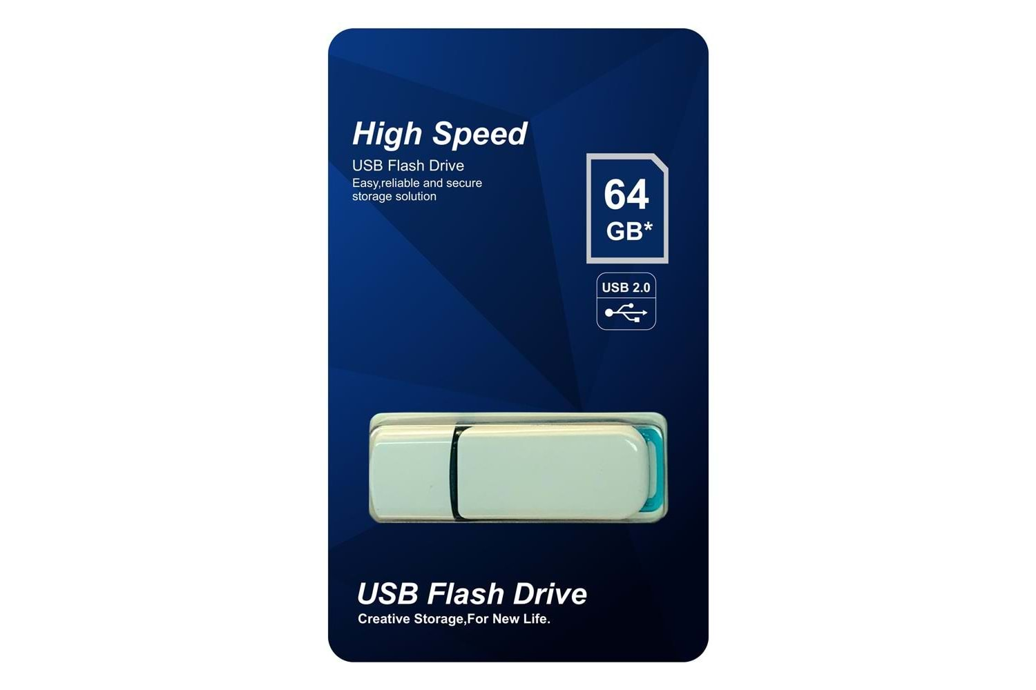 Elba 64GB Plastik Beyaz-Mavi 2.0 USB Flash Bellek