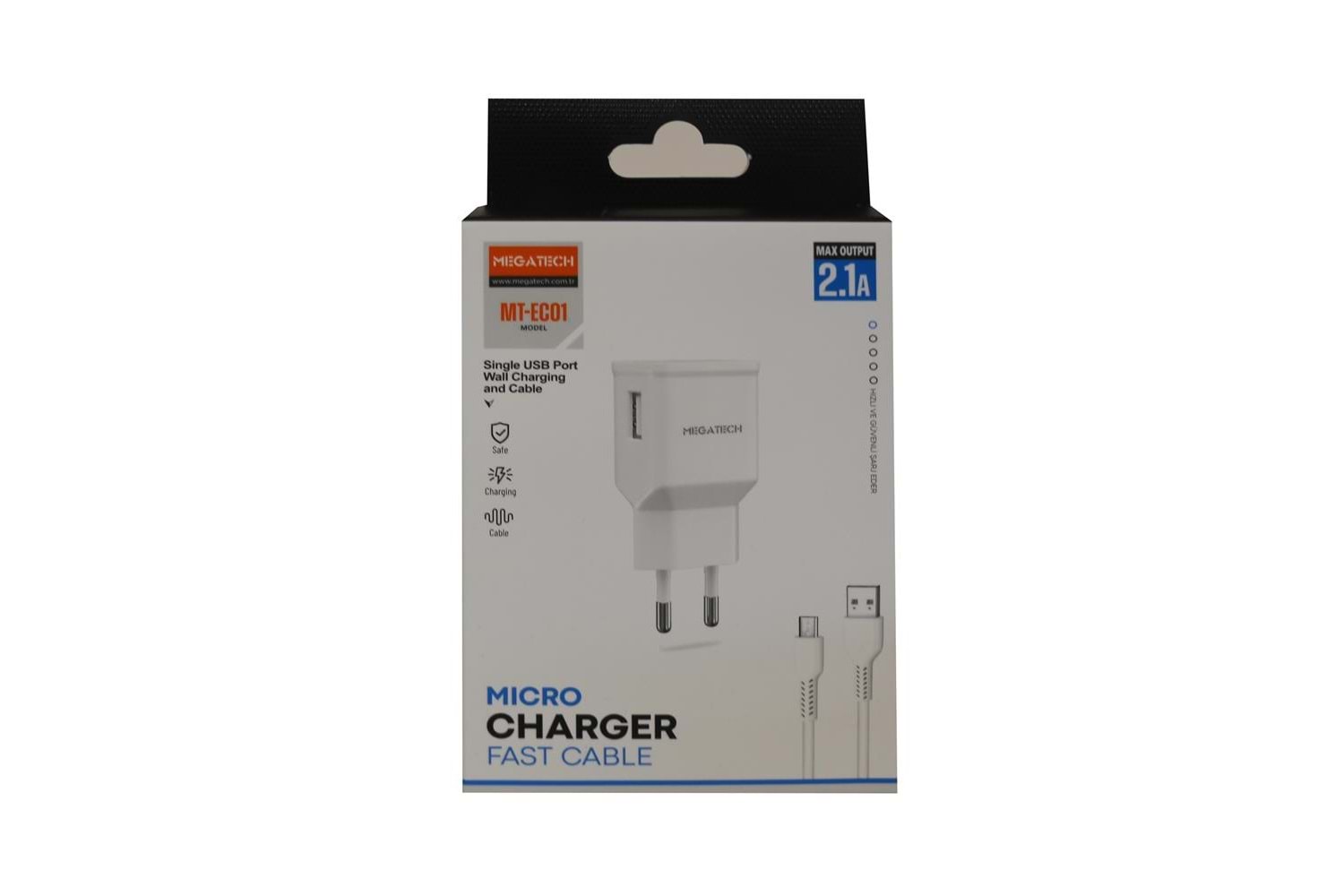 Megatech- EC01 2.1A Ev Şarj+ Micro Kablo Hızlı Şarj