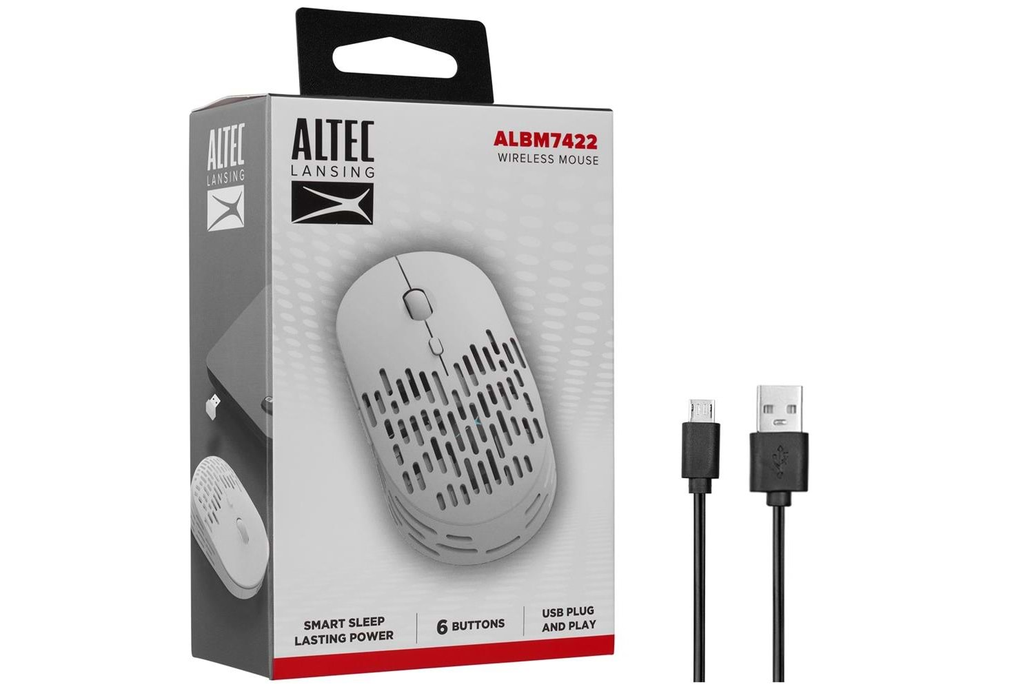 Altec Lansing ALBM7422 Beyaz 2.4GHz Şarj Edilebilir Tek Renkli 1600DPI Optik Kablosuz Mouse