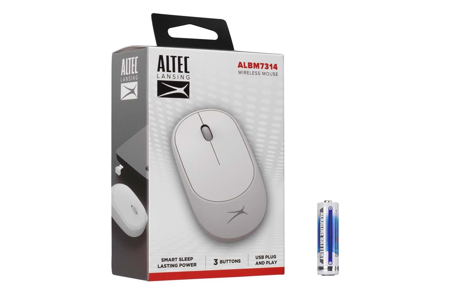 Altec Lansing ALBM7314 Beyaz 2.4GHz USB 1200DPI Alkalin Pilli Kablosuz Mouse