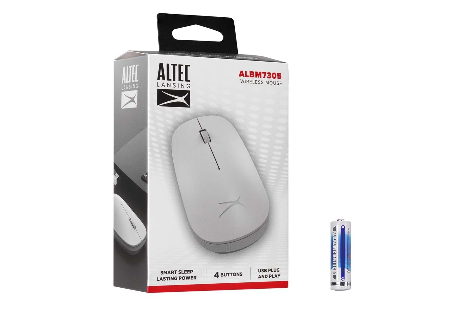 Altec Lansing ALBM7305 Beyaz 2.4GHz USB 1600DPI Alkalin Pilli Kablosuz Mouse