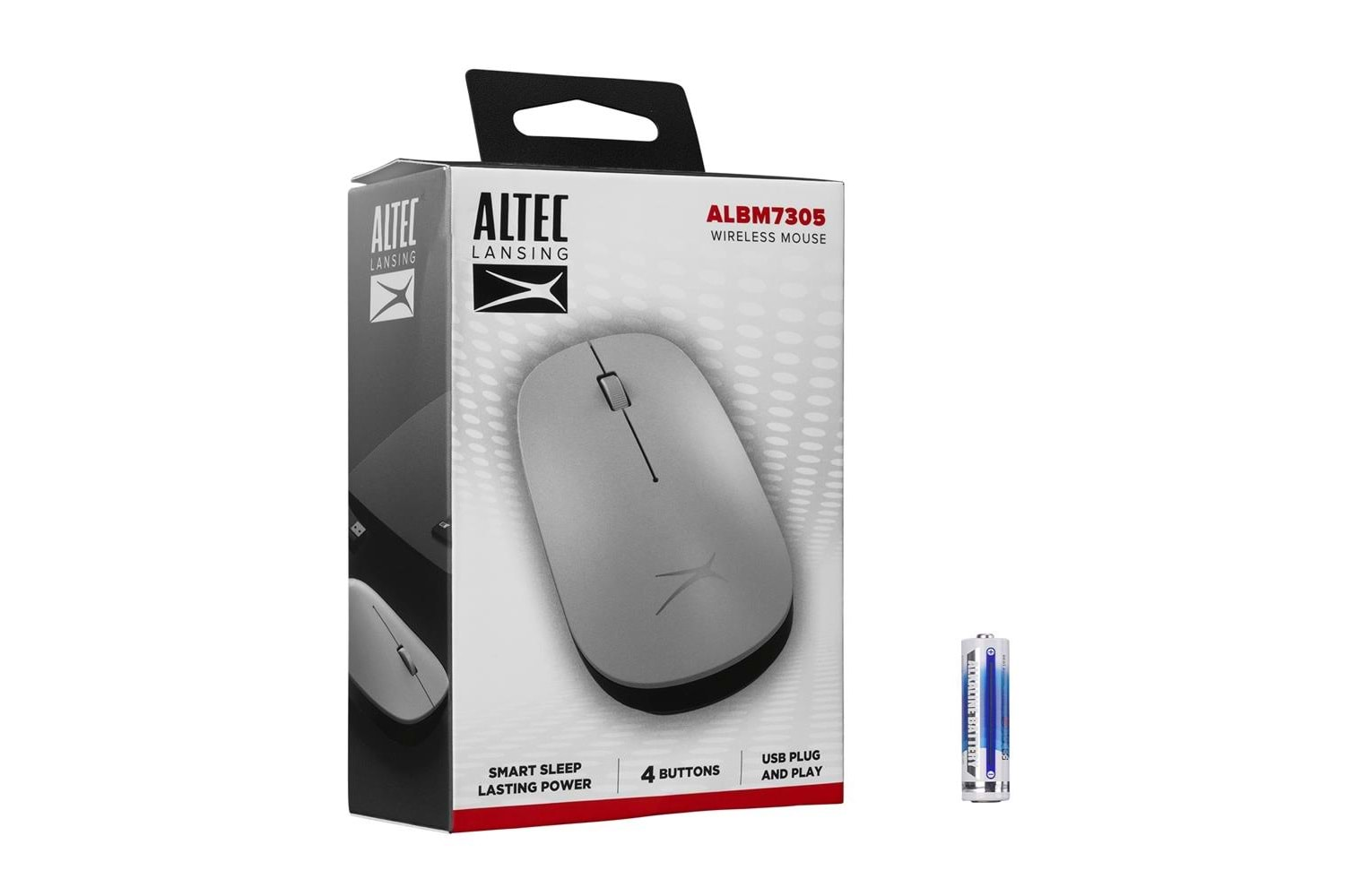 Altec Lansing ALBM7305 Gümüş 2.4GHz USB 1600DPI Alkalin Pilli Kablosuz Mouse