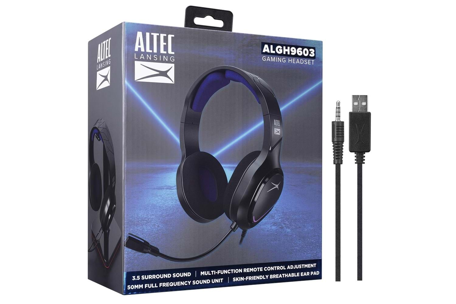 Altec Lansing ALGH9603 Siyah PS4-XBOX-Mobil Uyumlu USB+3.5mm Mavi Ledli Gaming Mikrofonlu Kulaklık