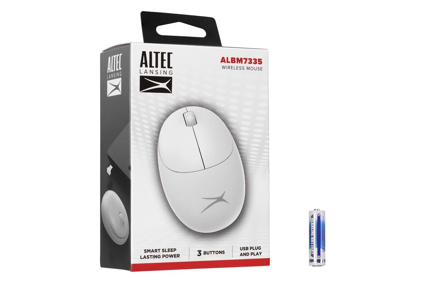 Altec Lansing ALBM7335 Beyaz 2.4GHz USB 1200DPI Alkalin Pilli Kablosuz Mouse