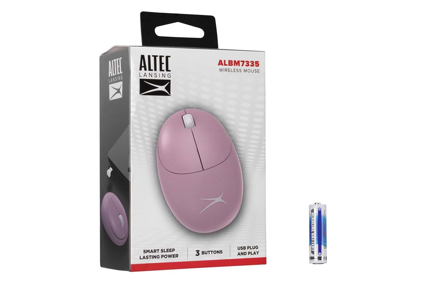 Altec Lansing ALBM7335 Pembe 2.4GHz USB 1200DPI Alkalin Pilli Kablosuz Mouse