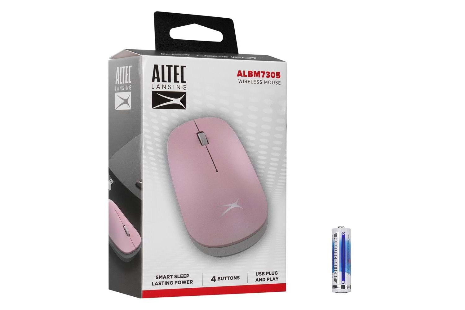 Altec Lansing ALBM7305 Pembe 2.4GHz USB 1600DPI Alkalin Pilli Kablosuz Mouse