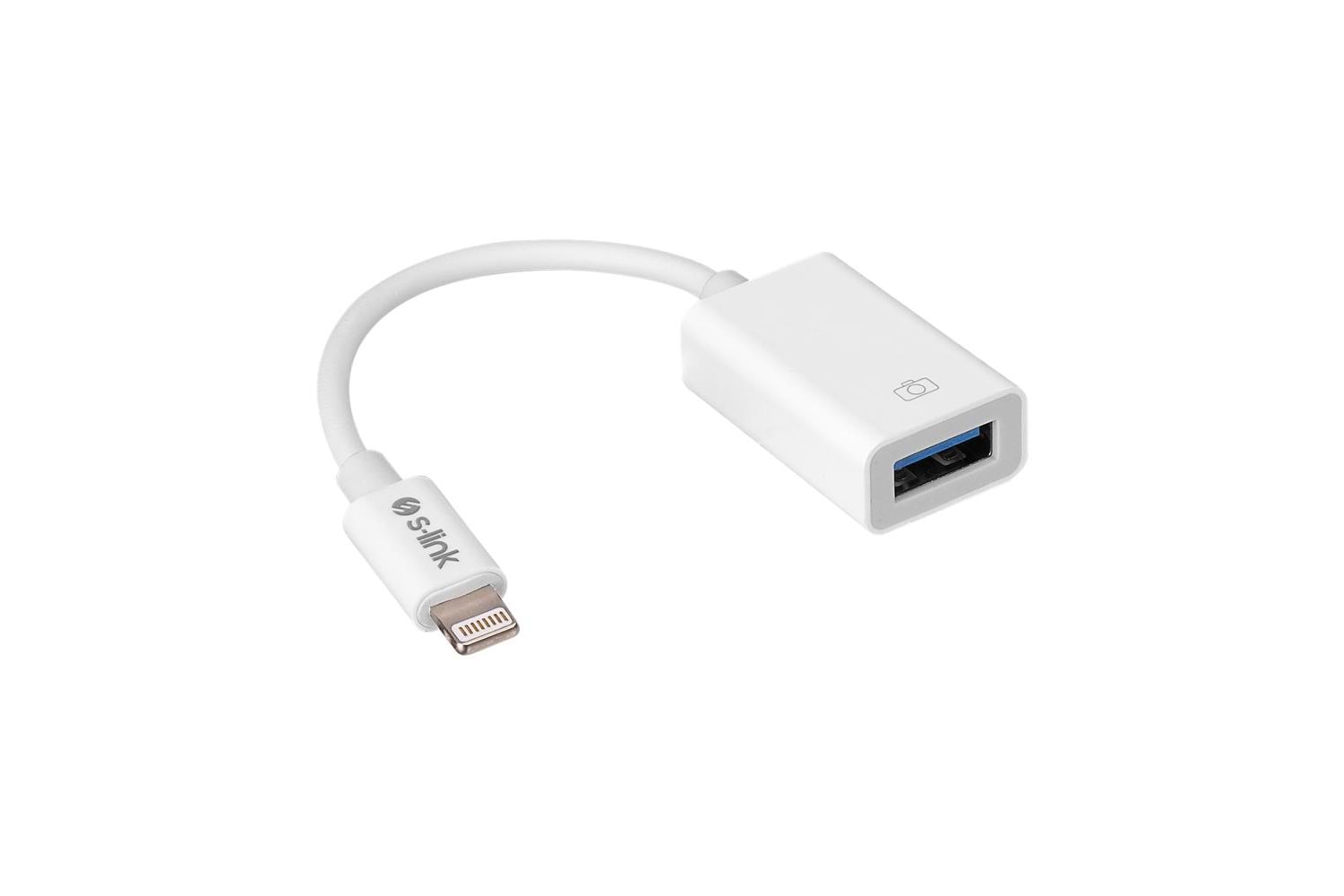 S-link SL-TA74 Beyaz USB F to Lightning 10cm kablolu OTG Çevirici