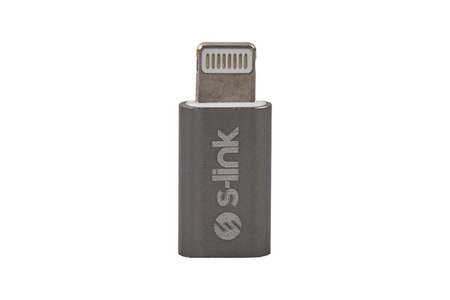 S-link SL-TA20M Gümüş Metal Gövde MicroUSB 5pin F to Lightning M Çevirici