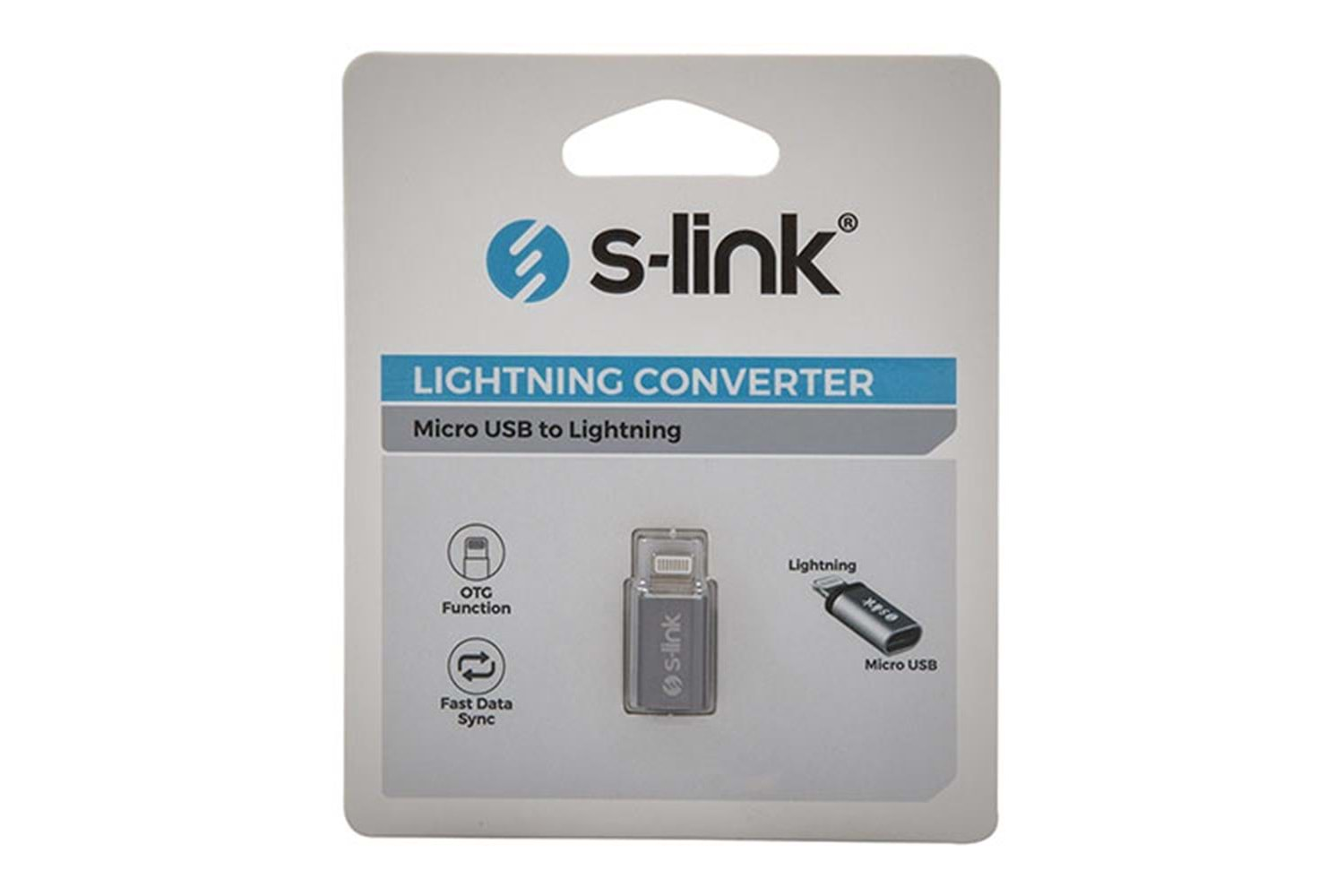 S-link SL-TA20M Gümüş Metal Gövde MicroUSB 5pin F to Lightning M Çevirici