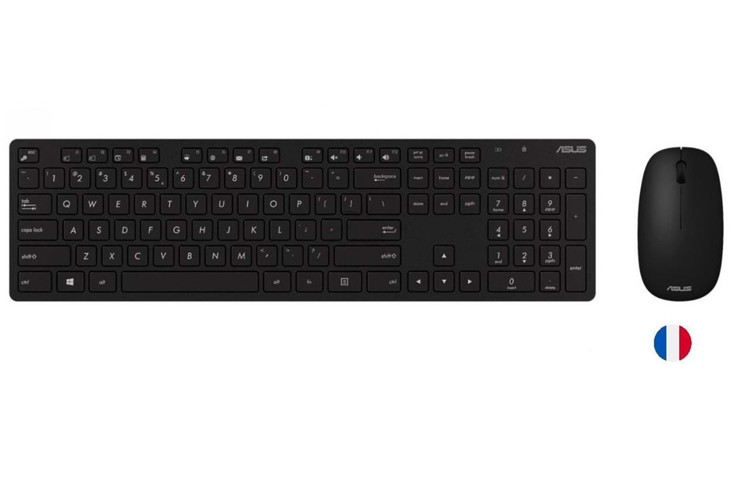 Asus W5000 Fransızca Kablsouz Klavye-Mouse Set Siyah (W5000-France-Syh)