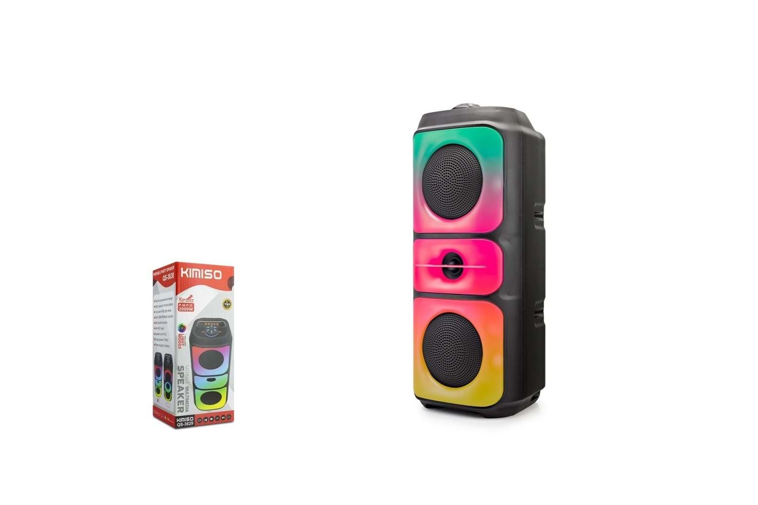 Kımıso QS3629 Bluetooth Speaker RGB (BT, USB, FM, MIC girişi, TWS, düğmeli,)