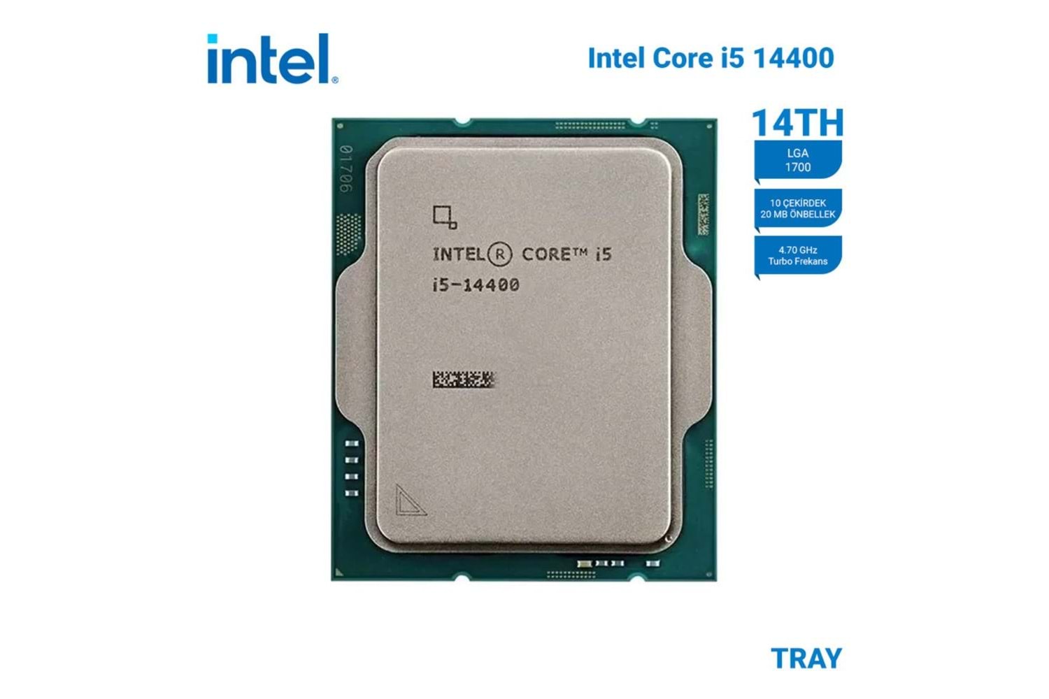 Intel Core i5 14400 TRAY 4.7GHz 20MB 1700 Kutusuz, Fansız İşlemci