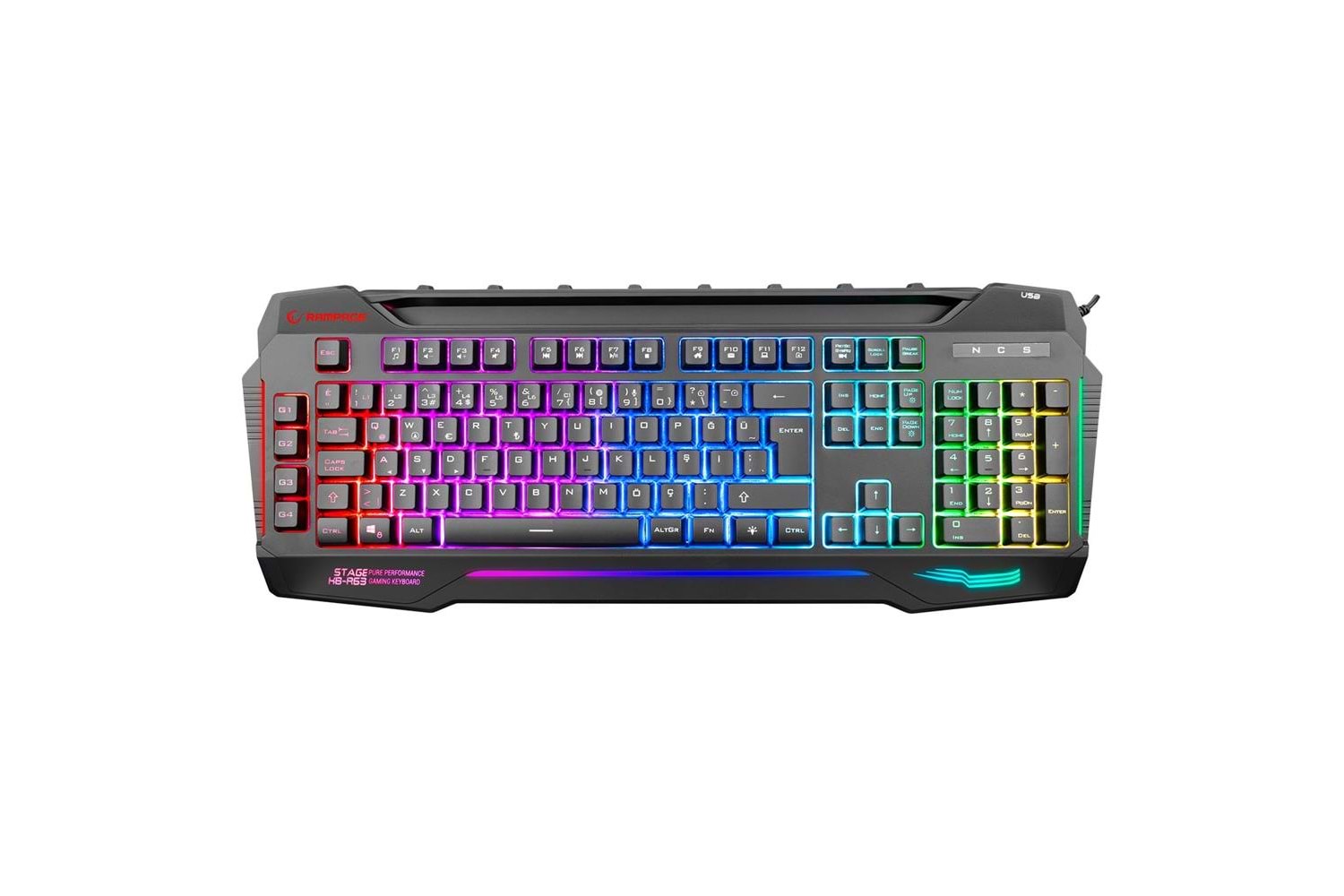 Rampage KB-R63 STAGE Siyah 4 Makro Fonksiyon Sese Duyarlı Işıklı RGB Q USB Oyuncu Klavyesi