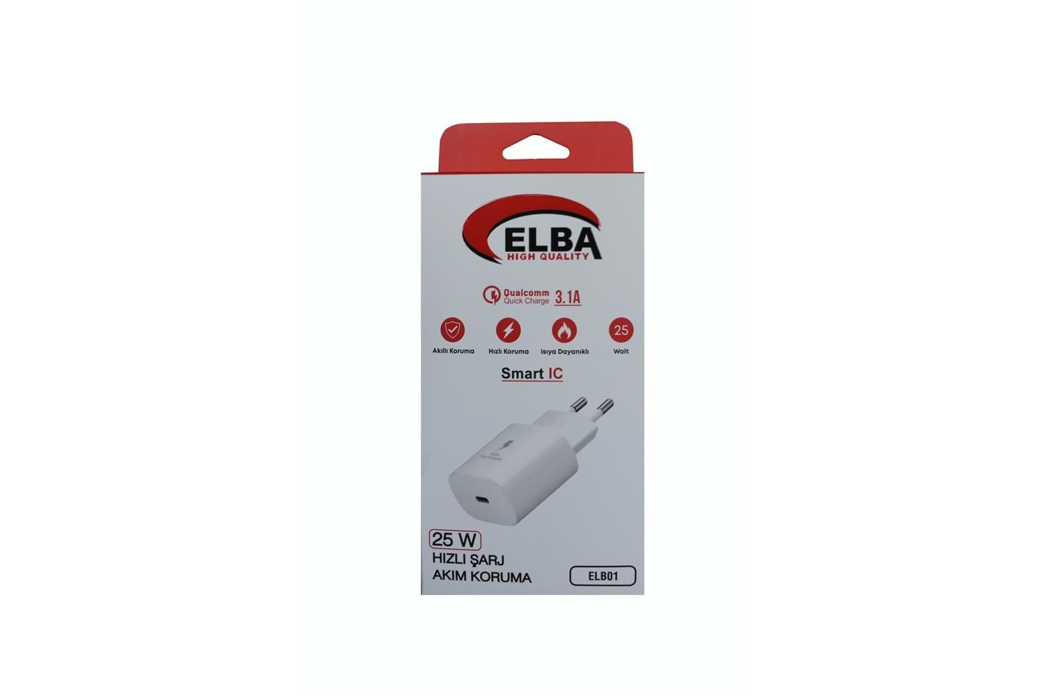Elba ELB42 Beyaz 25W Şarj Kafa+ İphone Kablo USB-C PD3.0-QC4.0(Akım Koruma-Hızlı Şarj-)