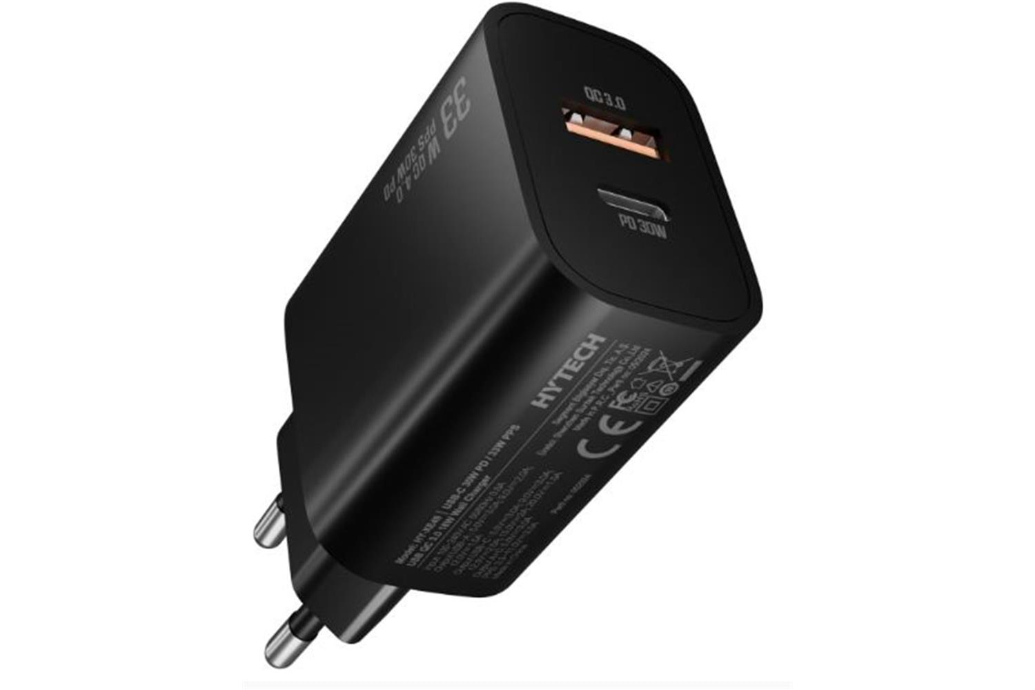 Hytech HY-XE49 Type-C + USB-A 30W PD - 33W PPS USB QC 3.0 18W Hızlı Ev Şarj Adaptörü