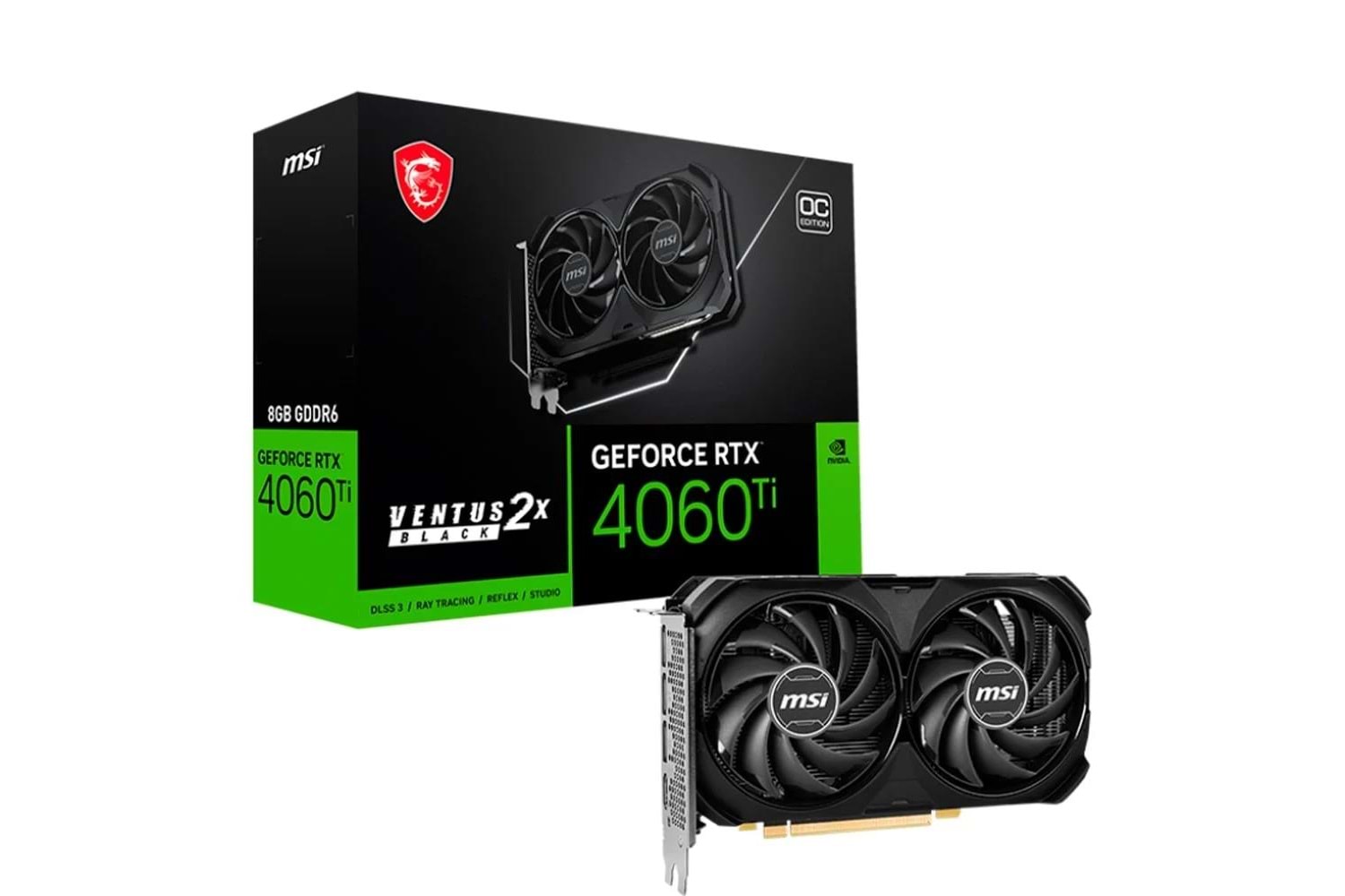 Msi GeForce RTX4060Ti VENTUS 2X BLACK 8GB OC GDDR6 128 Bit DLSS 3 Ekran Kartı