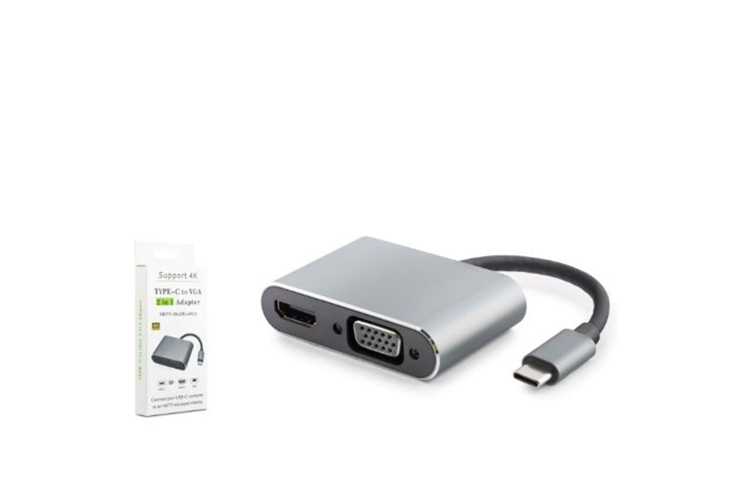 HADRON HDX7838 TYPE-C TO HDTV HDMI 4K 30HZ + VGA 2IN1 GRİ