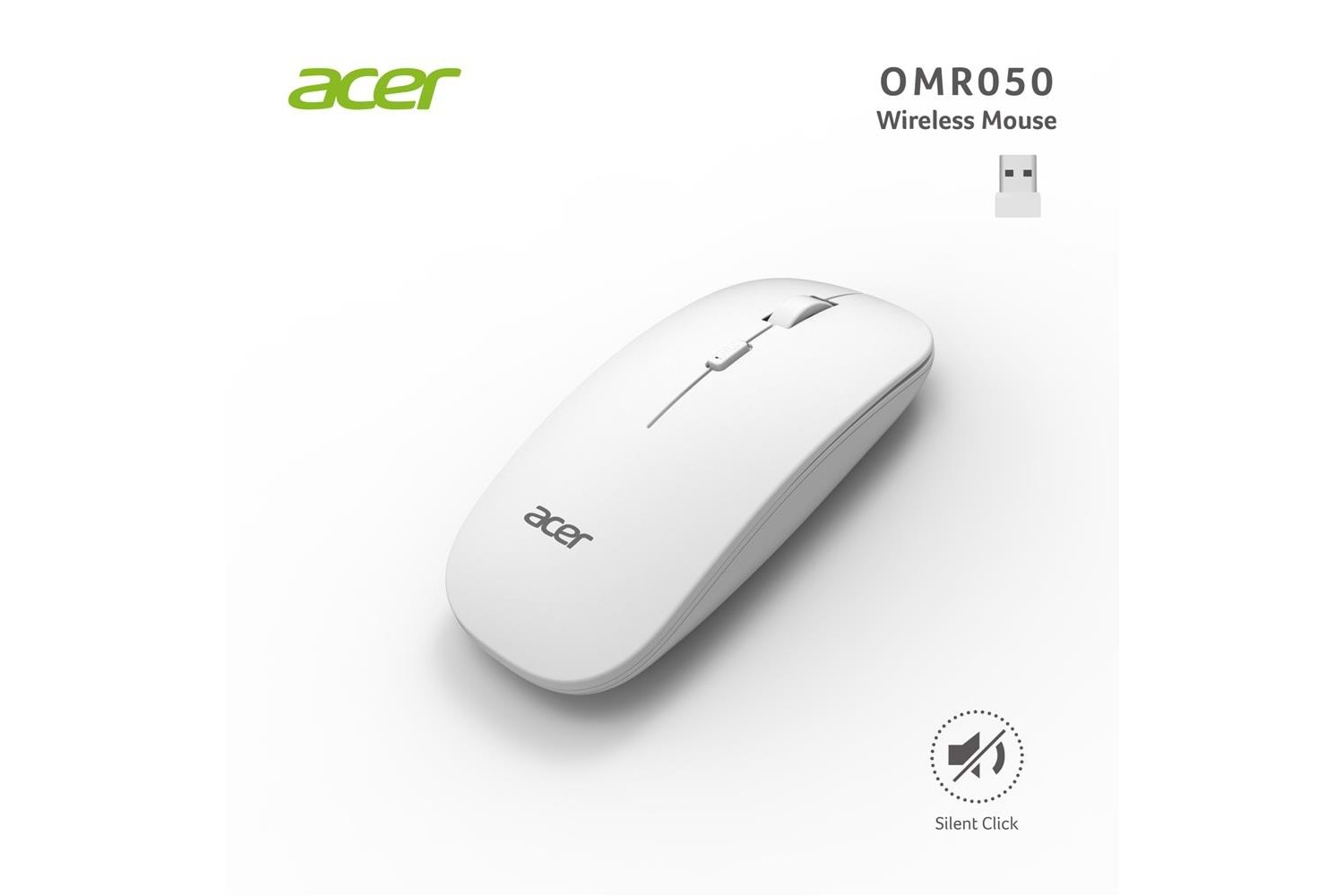 Acer Omr050 Beyaz Kablosuz Sessiz Tuşlu Mouse 1000-1200-1600 DPI