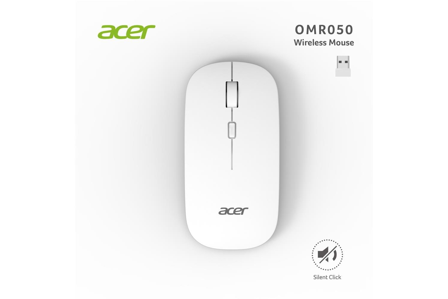 Acer Omr050 Beyaz Kablosuz Sessiz Tuşlu Mouse 1000-1200-1600 DPI