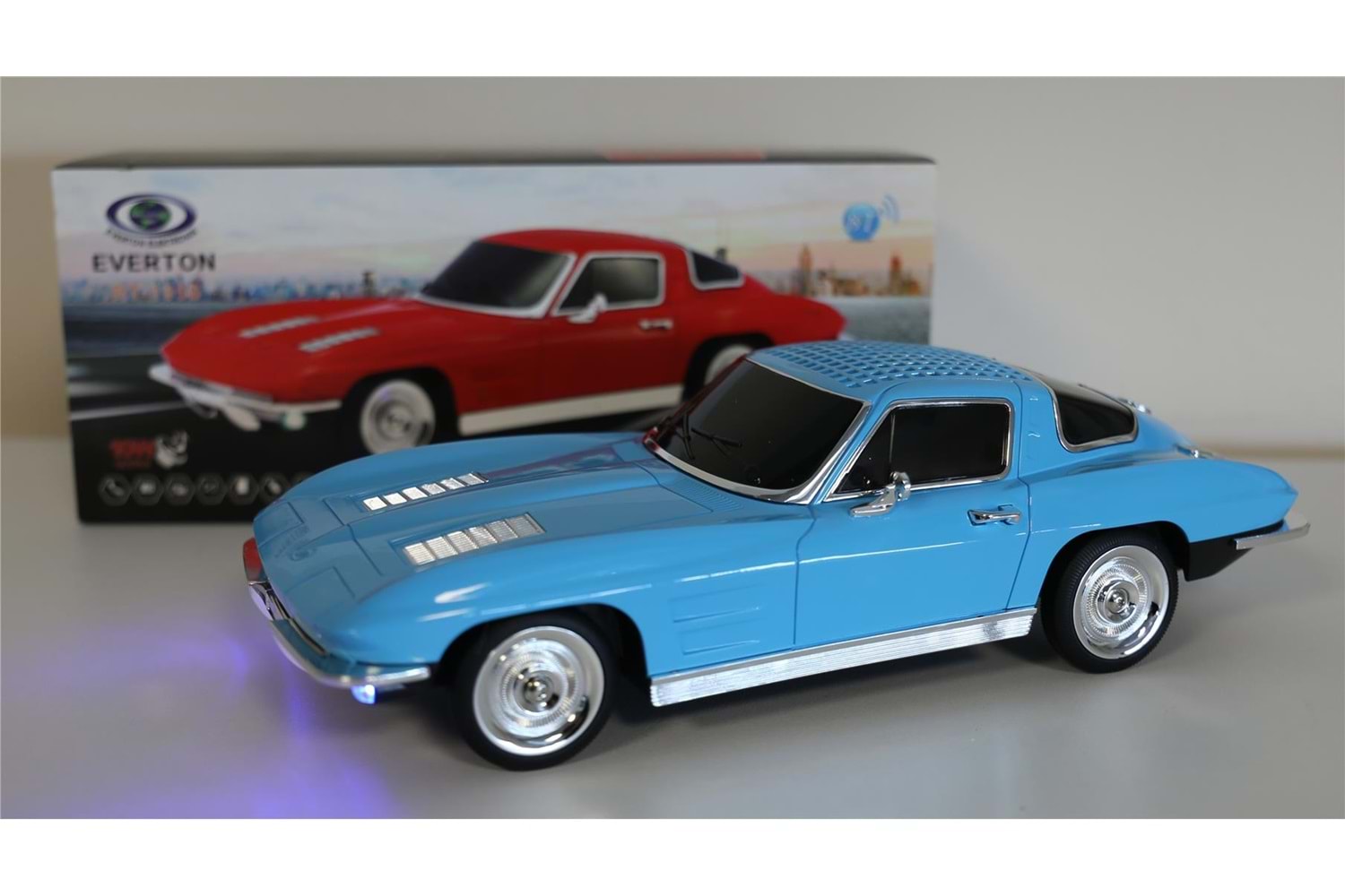 EVERTON RT-1956 Mavi (Blue) Arabalı Bluetooth Fm-Usb-Tf-Aux Şarjlı Nostaljik Radyo