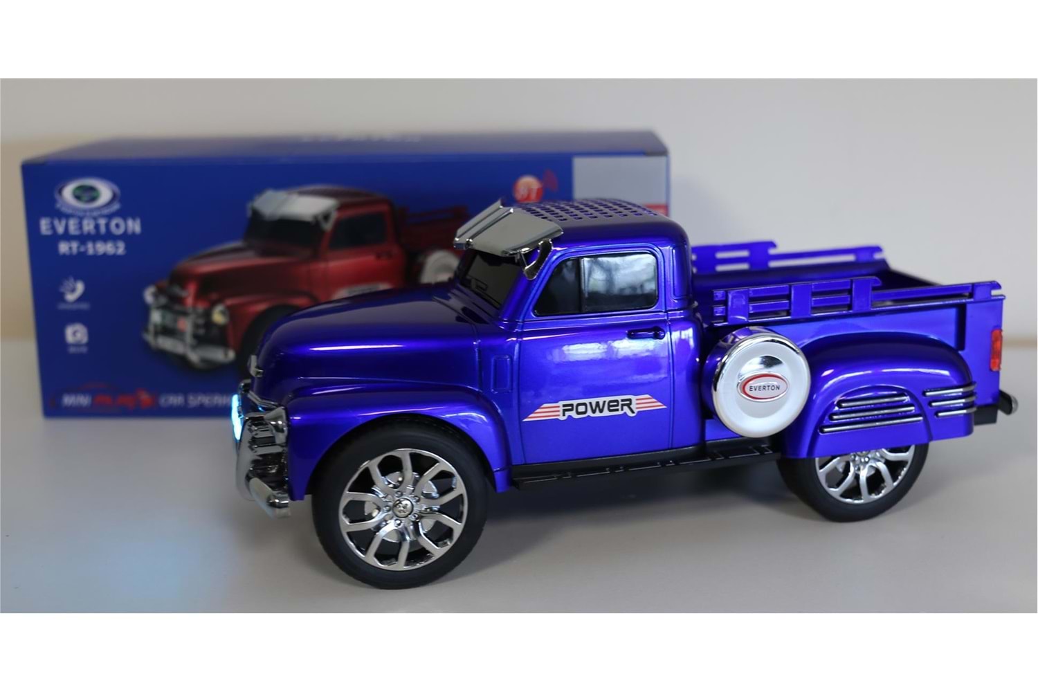 EVERTON RT-1962 Mavi (Blue) Arabalı Bluetooth Fm-Usb-Tf-Aux Şarjlı Nostaljik Radyo