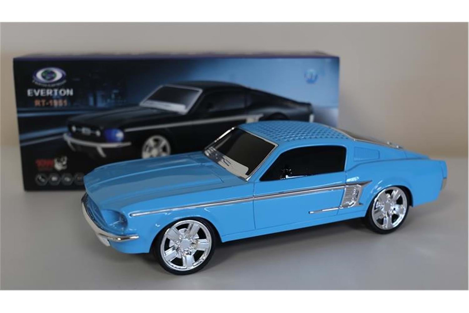 EVERTON RT-1951 Mavi (Blue) Arabalı Bluetooth Fm-Usb-Tf-Aux Şarjlı Nostaljik Radyo