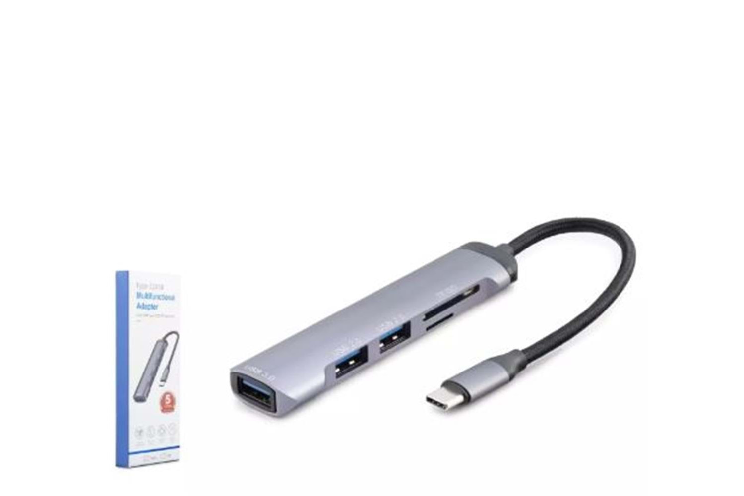 HADRON HDX7039 USB HUB COMBO 5IN1 USB type-c SD + TF CARD GRİ