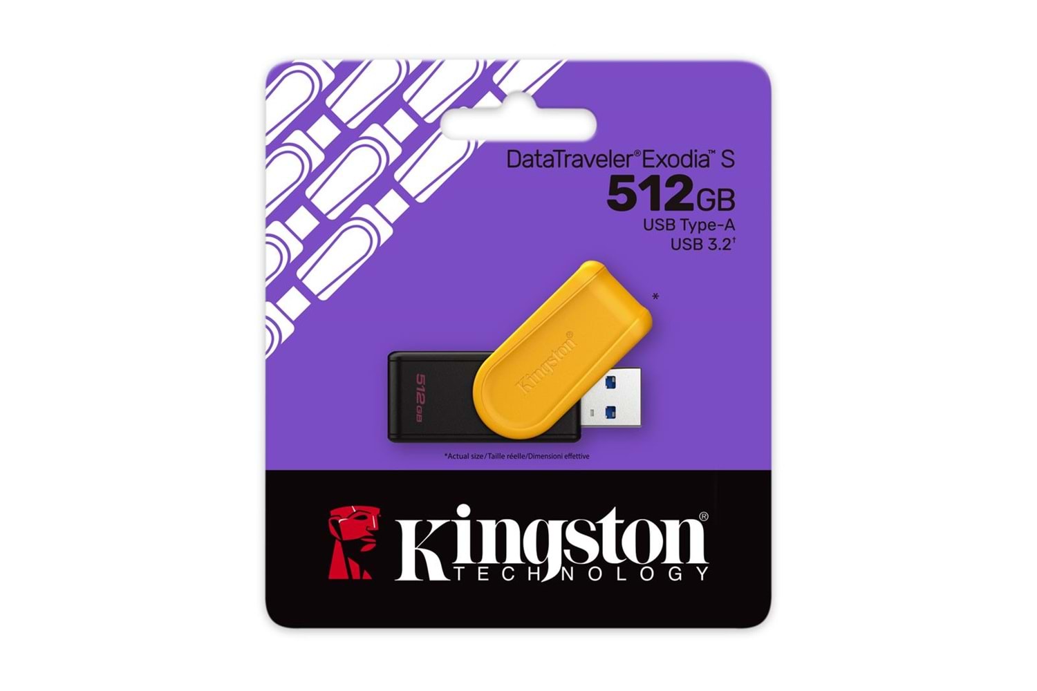 Kingston DTXS-512GB 512GB Portable USB 3.2 Gen1 DataTraveler ExodiaS (Black-Yellow) Flash Bellek