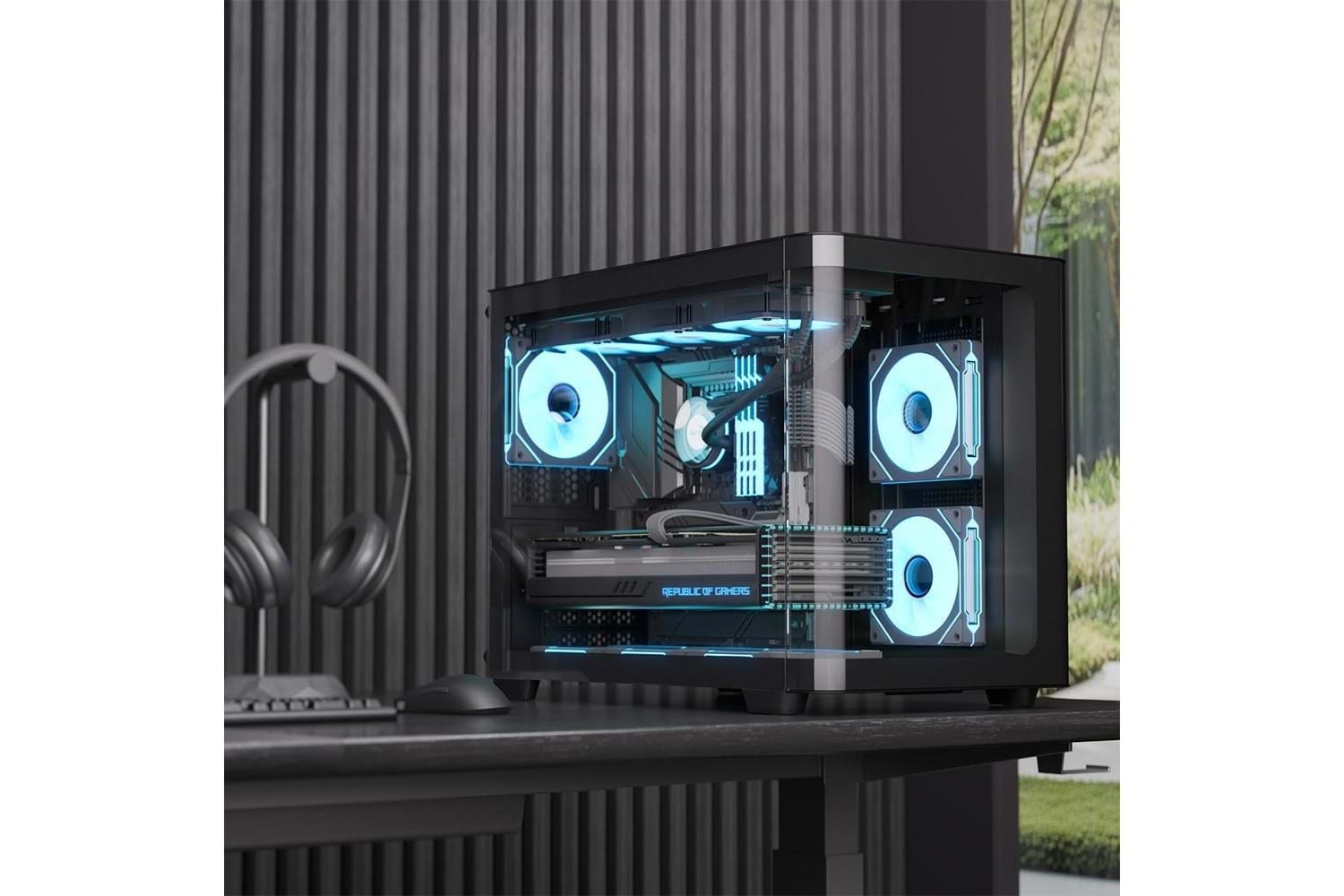 Aerocool AE P300C BK 3x12cm Mirror A-RGB Fanlı, Panoramik Tempered Panel, mATX