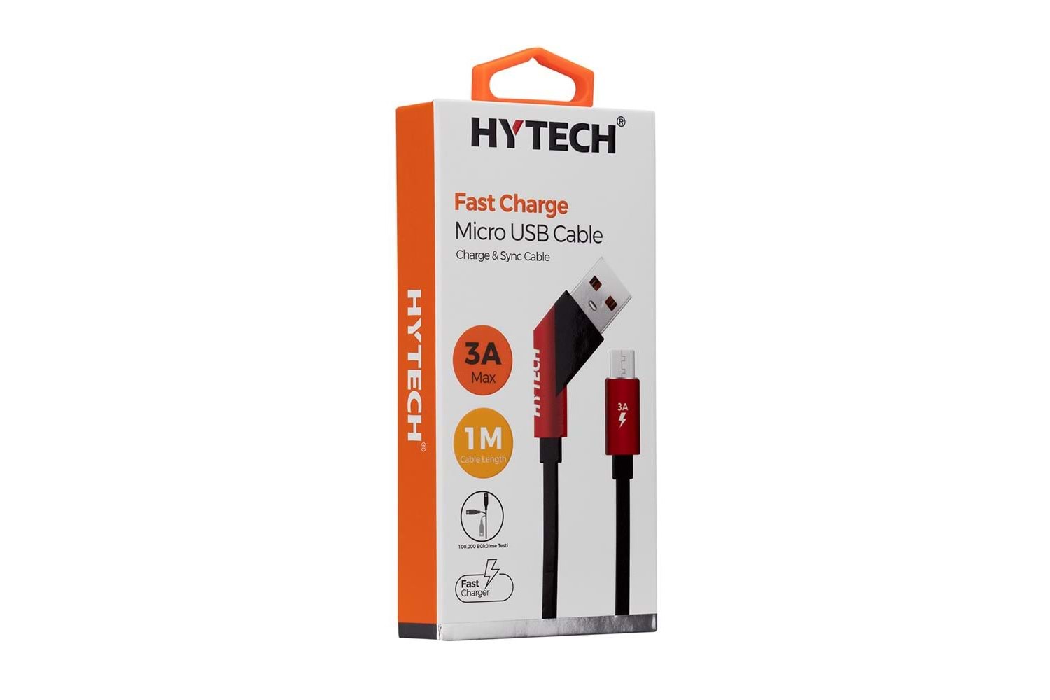 Hytech HY-X431 1M 3A Type-C Örgülü Silver Gri Data + Şarj Kablosu