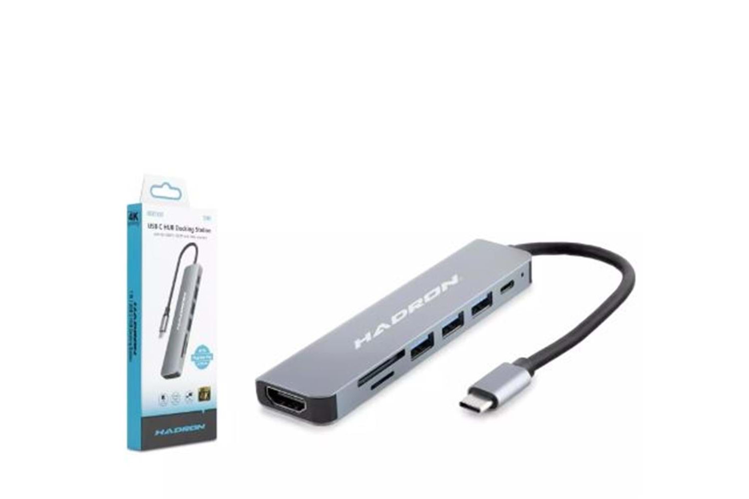 Hadron Hdx7835 Type-C Hdtv Combo Hdmi 4K 30Hz 3-Usb3.0 + Sd + Tf 7In1 Gri