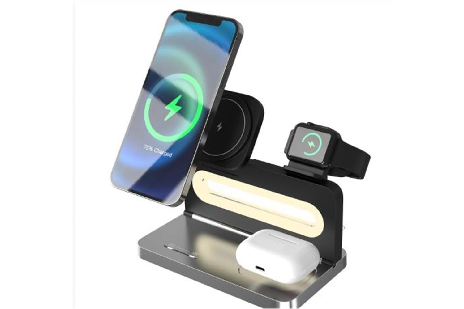 S-link SW-CWF120 Siyah Telefon Kulaklık Akıllı Saat 15W 3 in 1 Magsafe Kablosuz Şarj Cihazı