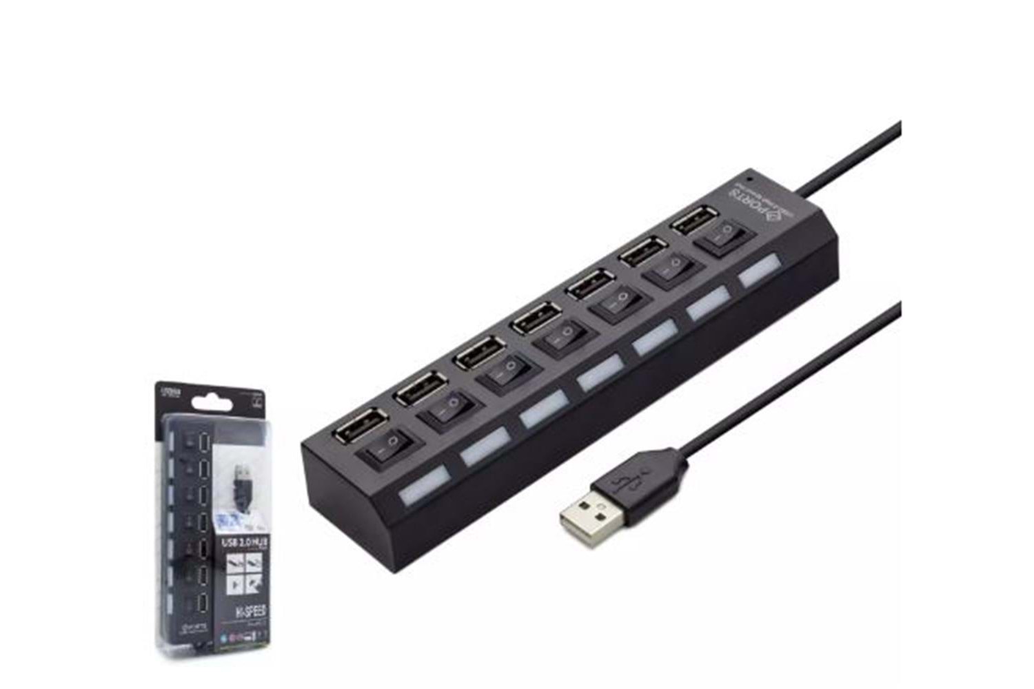 Hadron Hdx7001 Usb Hub 7-Usb Siyah Anahtarlı 