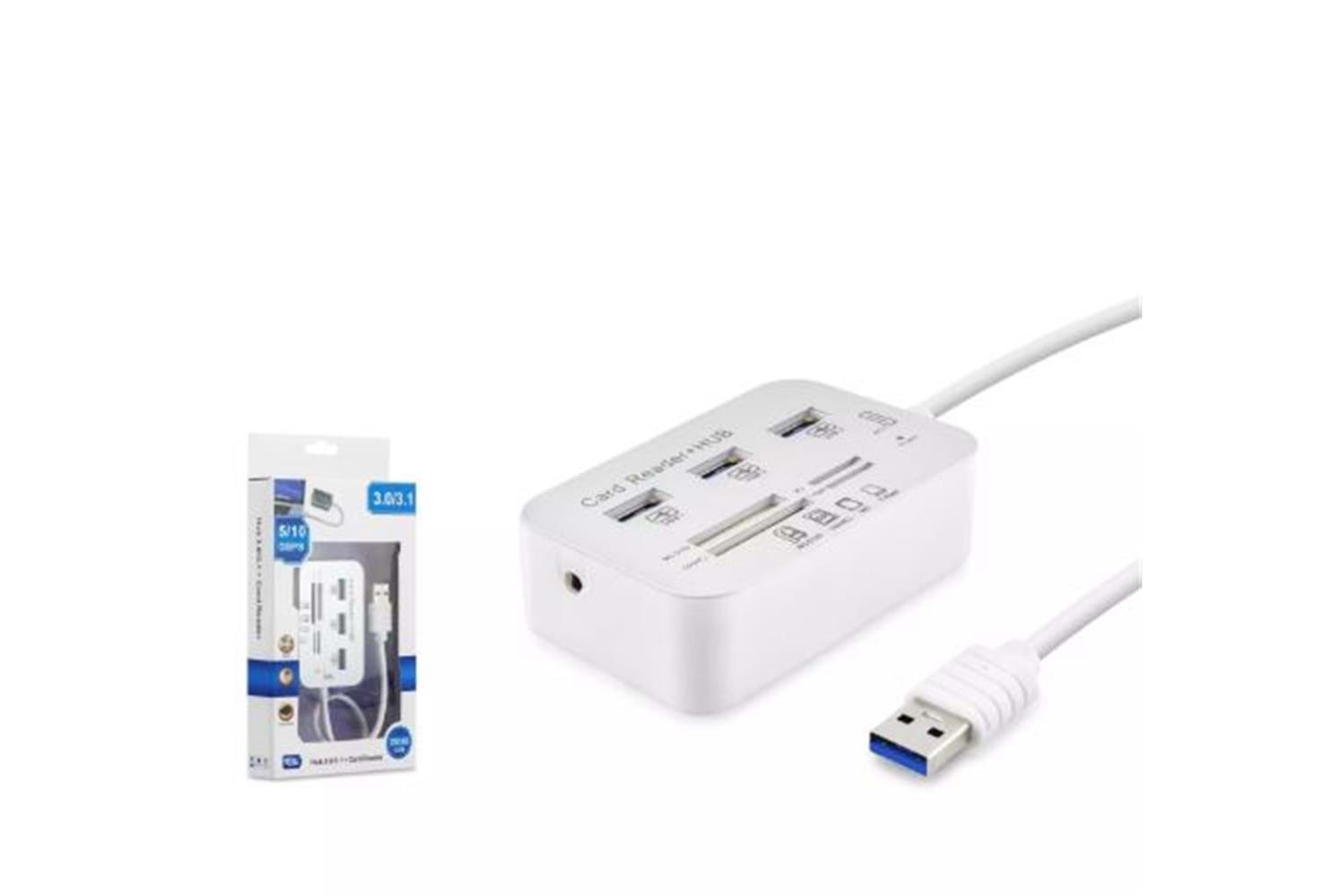 Hadron Hdx7028 Usb3.0 Hub Combo 3-Usb3.0 + Ms + Sd + M2 + Tf 20Cm Beyaz