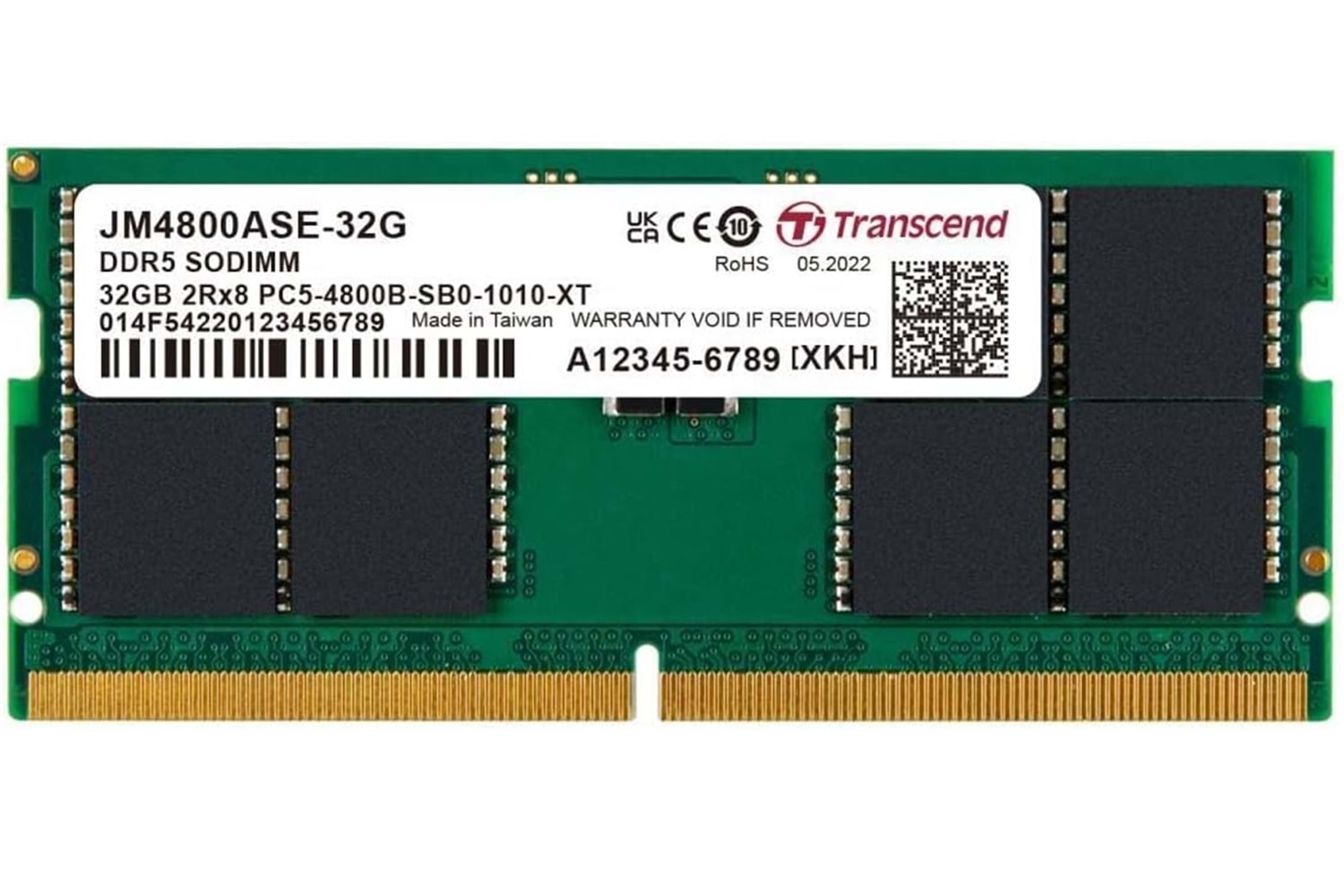 Transcend 32GB(1x32GB) 4800Mhz SODIMM CL40 DDR5 Notebook Ram (JM4800ASE-32G)