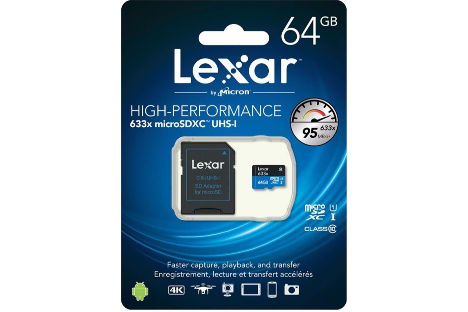 Lexar 64GB C10 A1 V30 U3 Hafıza Kartı + Adaptör