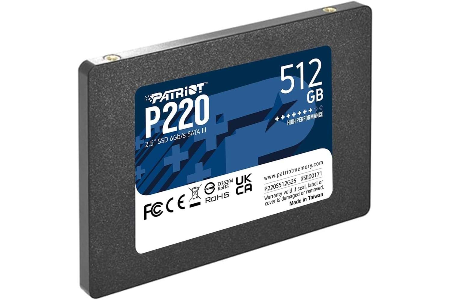 Patriot 512GB P220 550-500MB 2.5 Sata3 P220S512G25 Ssd Disk