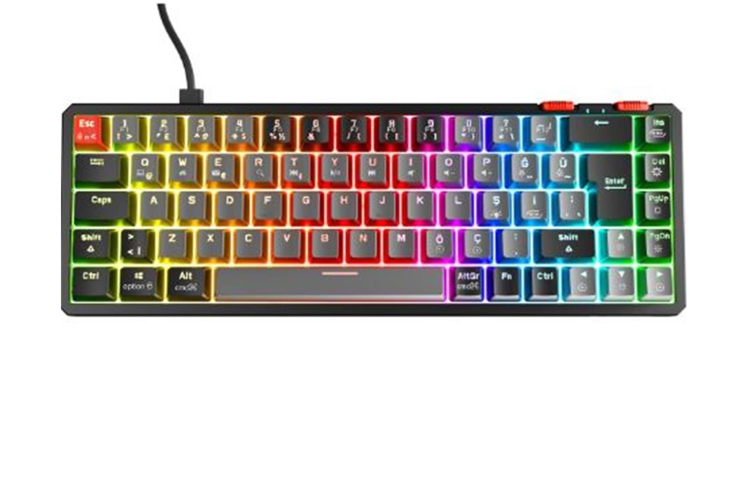 Rampage YORU MINI Gri-Siyah Type-C Bağlantılı OUTEMU Red Swich Q Mekanik Gaming Oyuncu Klavye RGB